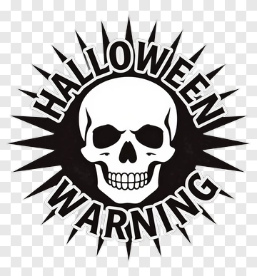 Halloween Warning Skull Graphic PNG