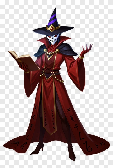 Cartoon Skeleton Wizard Holding A Spell Book PNG