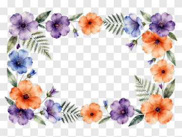 Colorful Floral Frame PNG
