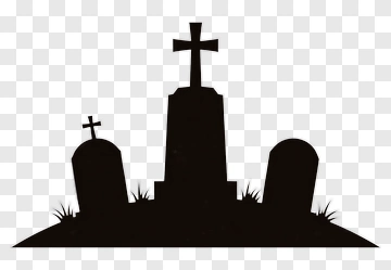 Graveyard Silhouette With Crosses PNG