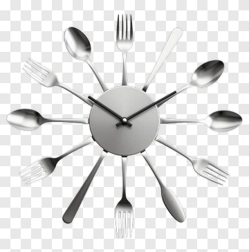 Clock With Forks And Spoons Design PNG