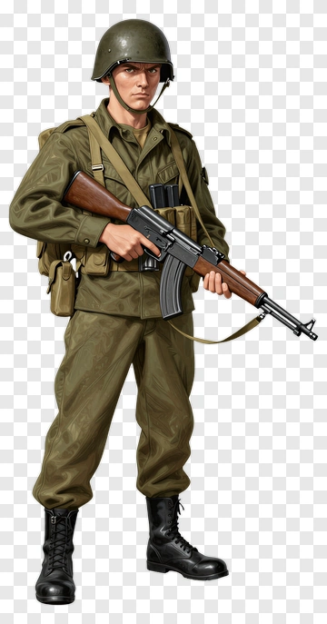 Soldier Holding A Rifle PNG