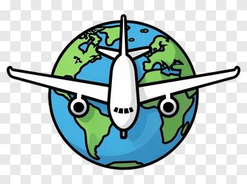 Airplane Over Earth Globe PNG