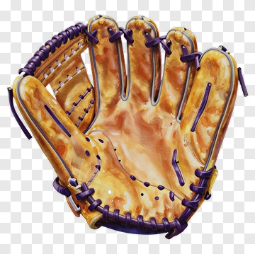 Baseball Glove With Purple Stitching PNG