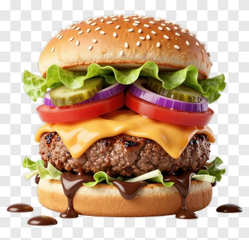 Delicious Cheeseburger With Fresh Vegetables PNG