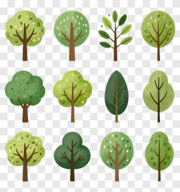 Colorful Tree Collection PNG