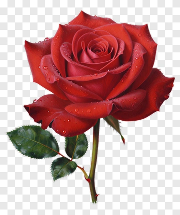 Red Rose With Water Droplets PNG