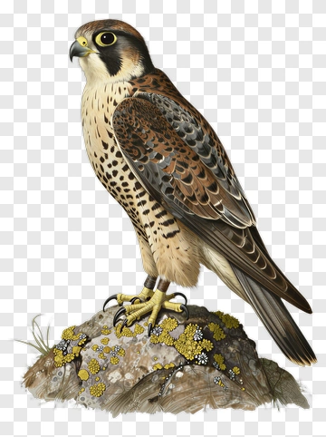 Realistic Falcon Perched On A Rock PNG