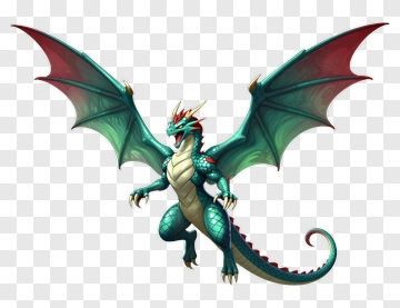 Colorful Dragon With Outstretched Wings PNG