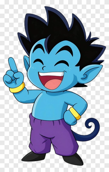 Cartoon Blue Genie Smiling And Pointing PNG