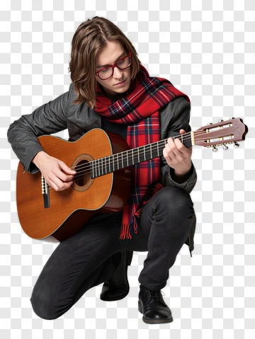 Young Musician Playing Acoustic Guitar PNG