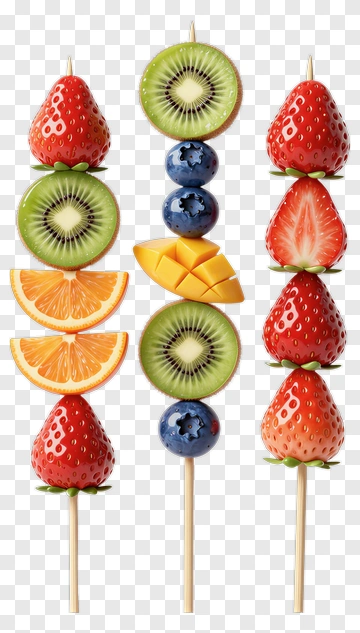 Colorful Fruit Skewers With Strawberries, Kiwi, And Mango PNG