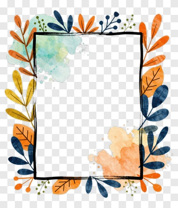 Colorful Floral Frame With Watercolor Accents PNG