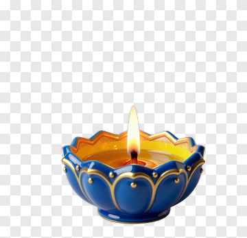 Blue Decorative Candle With Flame PNG