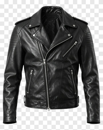 Black Leather Biker Jacket PNG