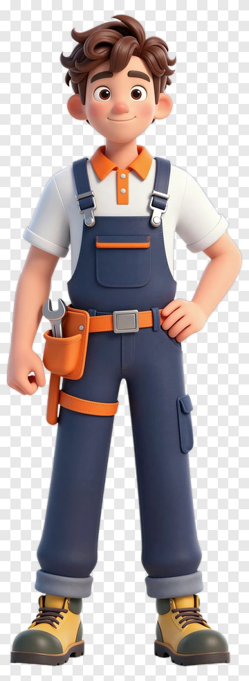 3D Mechanic Standing Confidently PNG