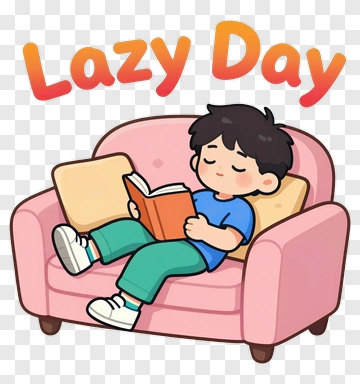 Cartoon Boy Reading On A Couch PNG