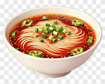 Bowl Of Spicy Noodles With Vegetables PNG