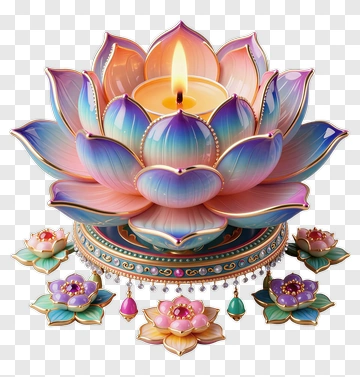 Colorful Lotus Candle Holder PNG