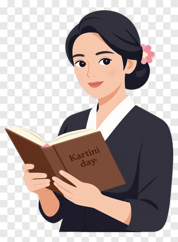 Woman Holding A Book For Kartini Day PNG