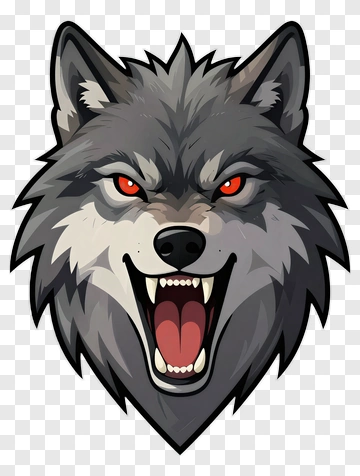 Angry Wolf Head Illustration PNG