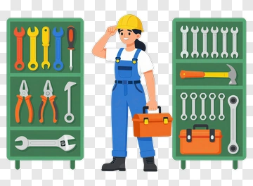 Cartoon Mechanic Holding A Toolbox PNG