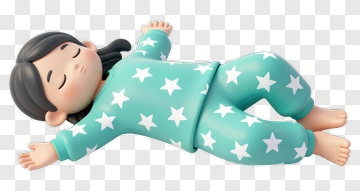 Cartoon Child Sleeping In Star-Patterned Pajamas PNG