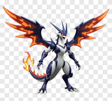 Dragon Character With Fiery Wings PNG