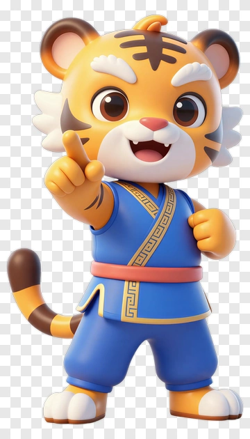 Cartoon Tiger Character In Blue Outfit PNG