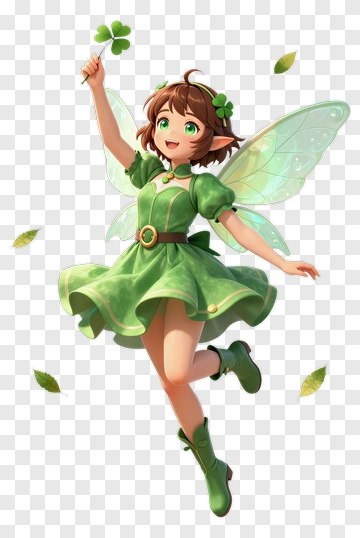 Cartoon Fairy Holding A Clover PNG
