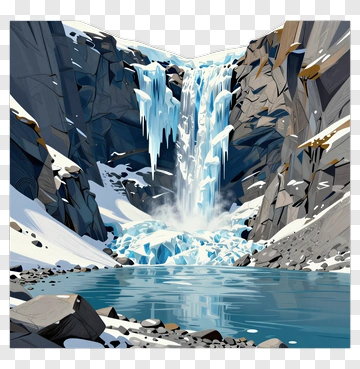 Waterfall In A Rocky Landscape PNG