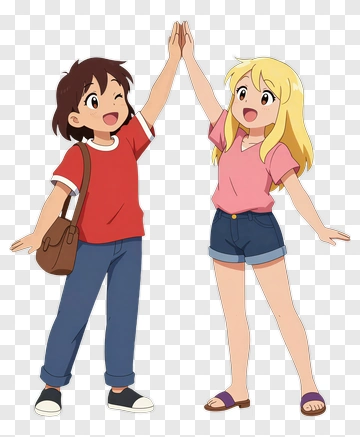 Happy Friends High-Fiving Together PNG