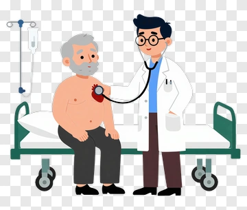 Doctor Examining Patient In Hospital Bed PNG
