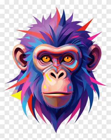 Colorful Monkey Head Illustration PNG