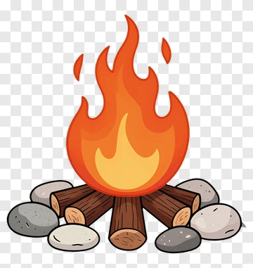Campfire With Flames And Stones PNG