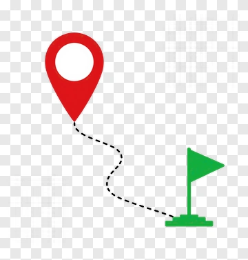 Location Pin With Path To Destination Flag PNG