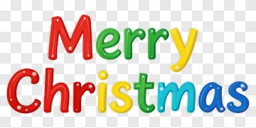 Merry Christmas Text In Colorful Letters PNG