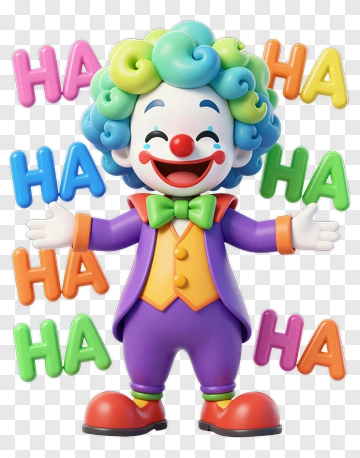 Cartoon Clown Smiling With Ha Ha Text PNG
