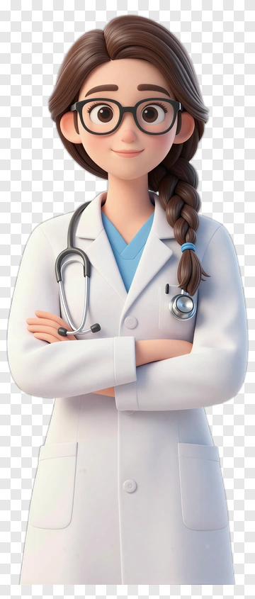 3D Female Doctor In Lab Coat With Stethoscope PNG
