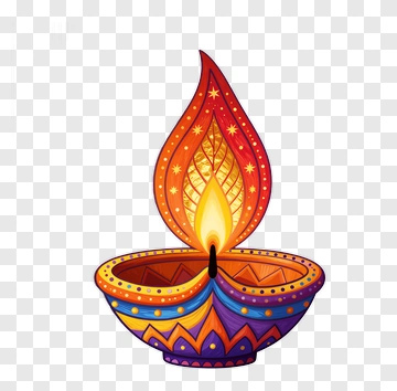 Colorful Diya Lamp With Flame PNG