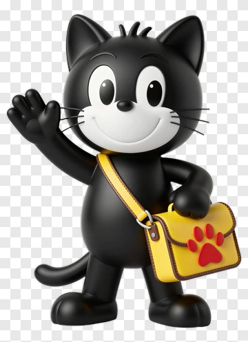 Cartoon Cat Holding A Yellow Bag PNG