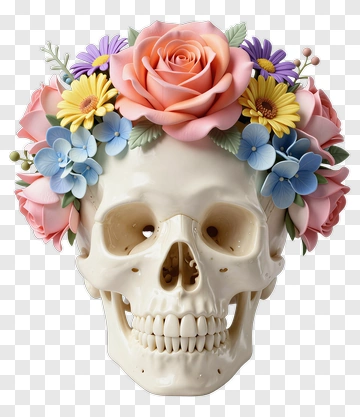 Floral Skull Decoration PNG