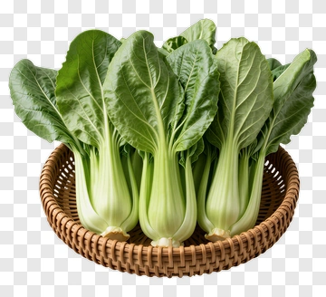 Bok Choy In A Woven Basket PNG