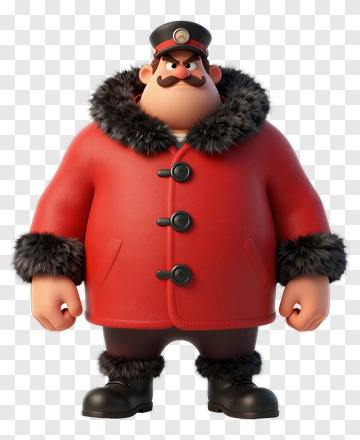 3D Cartoon Character In Red Coat PNG
