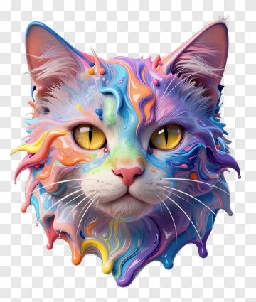 Colorful Cat With Swirling Patterns PNG