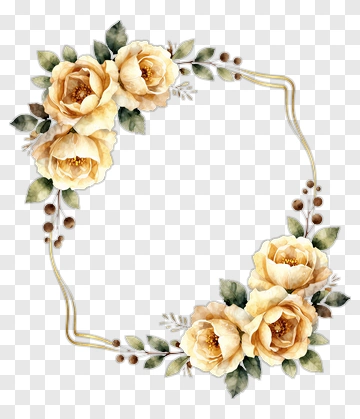 Floral Wreath With Beige Roses And Green Leaves PNG