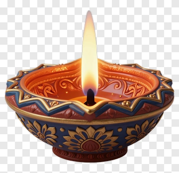 Decorative Diya Lamp With Flame PNG