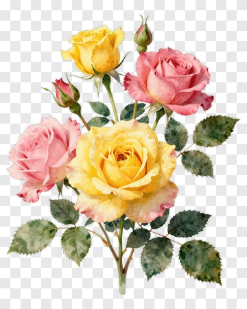 Colorful Rose Bouquet PNG