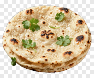 Freshly Baked Naan Bread With Cilantro PNG