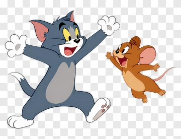 Cartoon Cat And Mouse Playing Together PNG